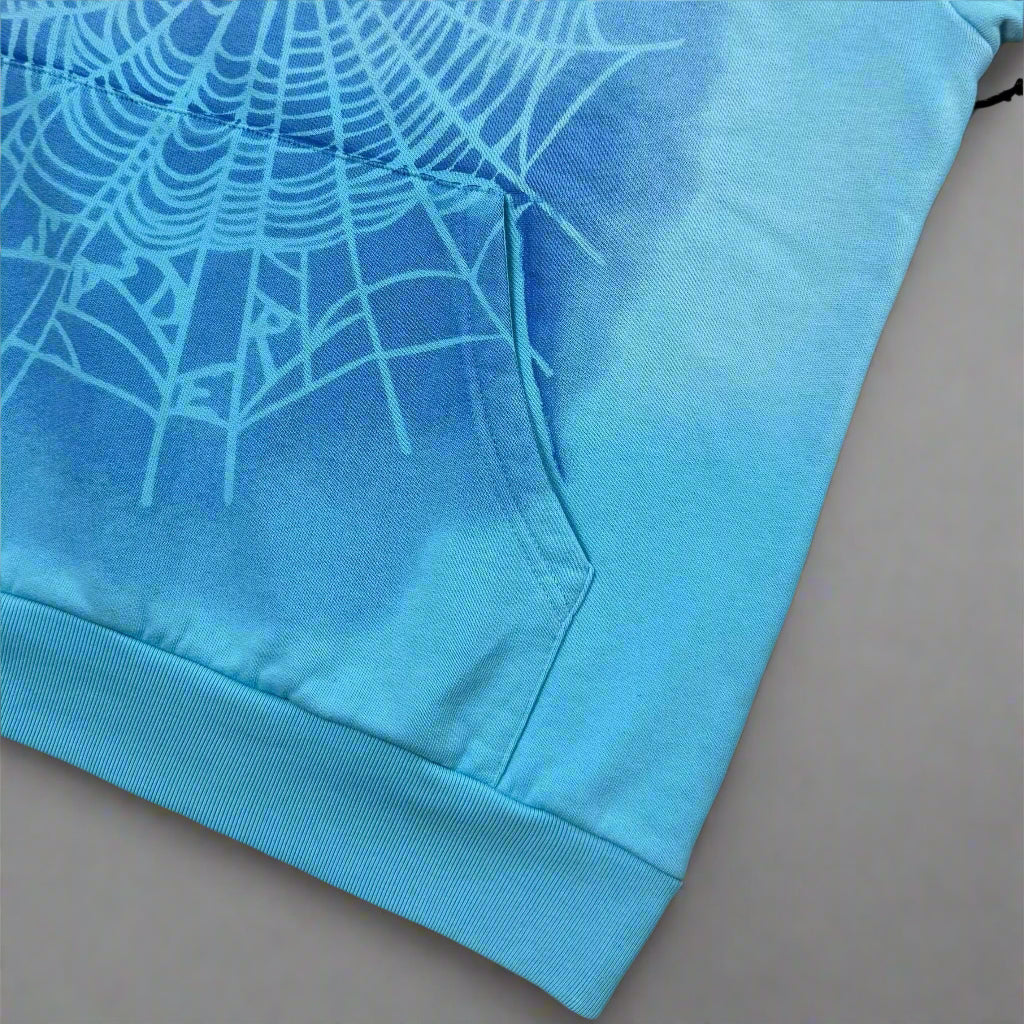 Sp5der OG Web V2 Spray Hoodie Light Blue